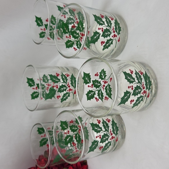 Indiana Glass Other - Indiana Holly Christmas Tumbler Glasses